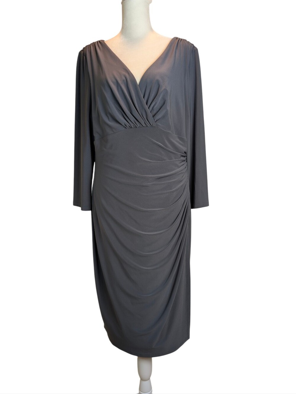 Lauren Ralph Lauren Gray Midi Dress, Size 14